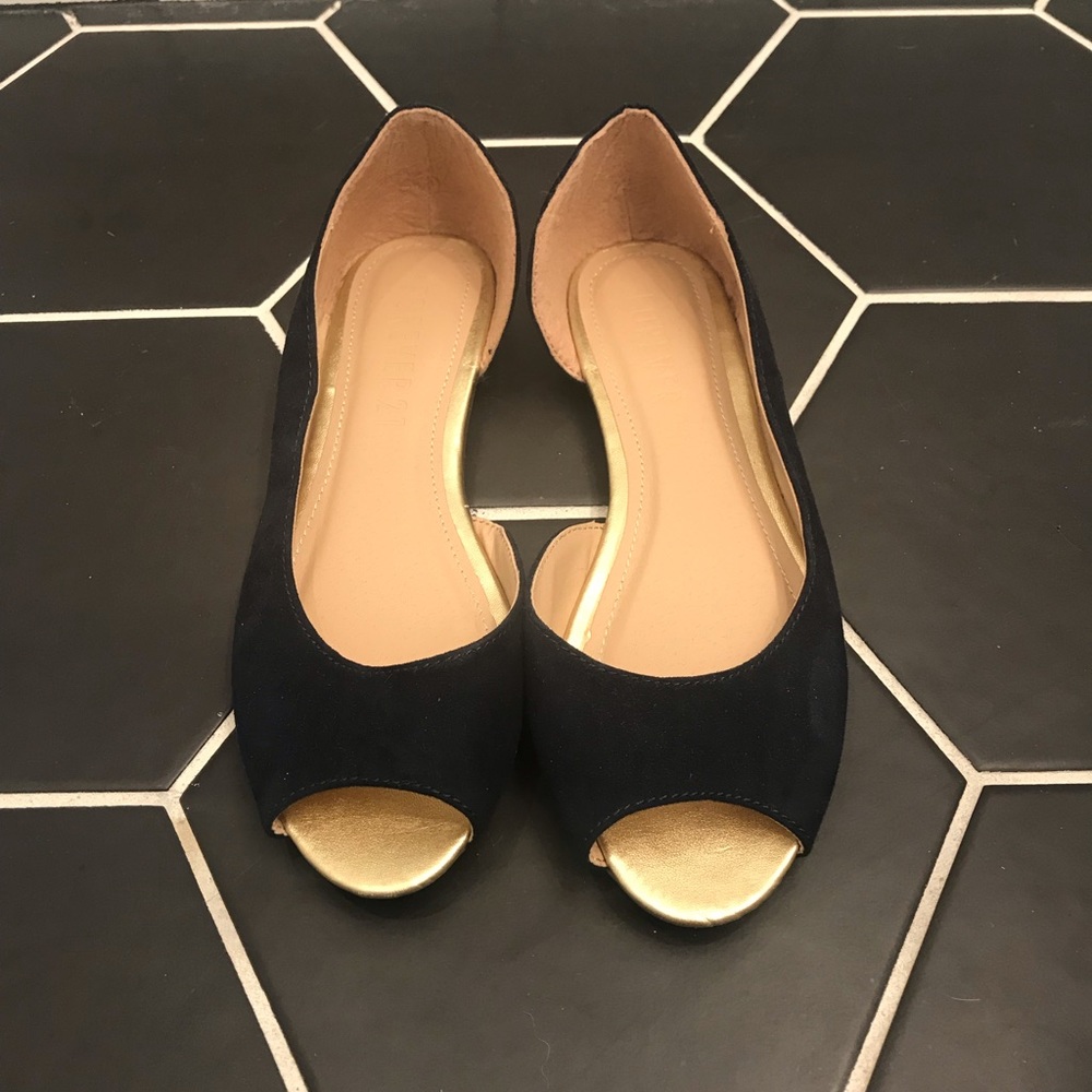 Navy/gold flats